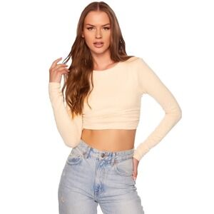 SUSANA MONACO Almond Cropped Top XL Balletcore Minimalist CleanGirl BodyCon $128